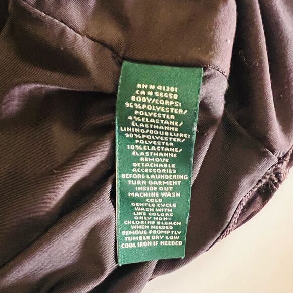 Lauren Ralph Lauren Brown Printd Cap Sleeve Dress Size Large - Picture 6 of 9